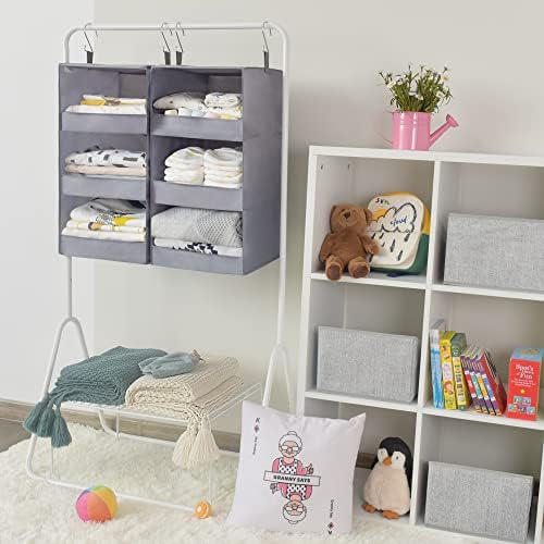 GRANNY SAYS 3-Shelf Hanging Closet Organizer, Foldable Storage, Gray | 33 lb Capacity, No-Sag Support, Keeps Clothes Neat, Folds Flat, Fits RV, Dorm & Small Closets, 2 Pack - Image 2