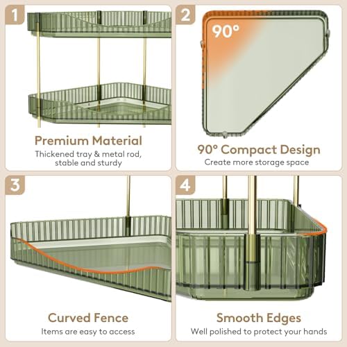 Lifewit 3 Tier Corner Bathroom Counter Organizers and Storage, Green - Image 3