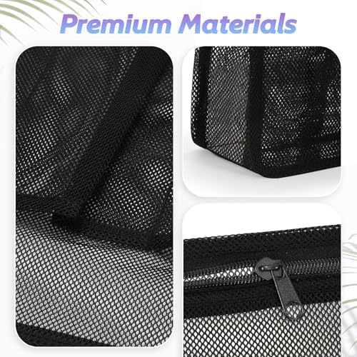 famichan Portable Mesh Shower Caddy, Gym Travel Camp Dorm Room Essentials for College Student Boy Girl, Bathroom Shower Bag - Black - Image 3