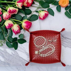 UnionBasic Small Valet Tray, Jewelry Tray for Rings Watches Earrings, Entryway Catchall Caddy for Coins Keys Change, Nightstand Bedside Valet Holder, Trays for Electronic Gadgets, Woven Red - Image 6