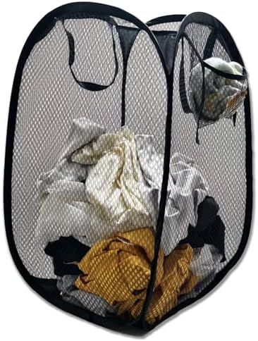 ULYSIA Collapsible Laundry Basket,Dirty Clothes Mesh Pop Up Hamper, Small Foldable Laundry Basket for Bathroom, Dorm, Travel Storage,Cruise Essentials Black - Image 2