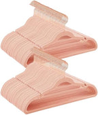 SONGMICS Velvet Hangers 100 Pack, Non-Slip Suit Hangers, Space-Saving | Clothes Hangers with Shoulder Notches, Pants Bar, 360° Swivel Hook, for Closet, Jelly Pink by Unknown
