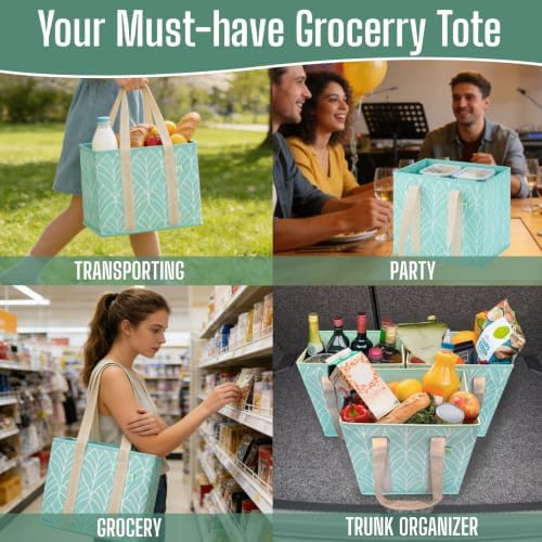 VENO 3 Pack Heavy Duty Reusable Grocery Shopping Bags Utility Tote - Image 2