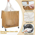 WOWLIVE Rolling Laundry Basket Wheels, Handwoven Laundry Hamper with Lid - Image 5