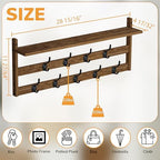 AMBIRD Coat Rack Wall Mount with Shelf, 29" Coat Hooks Wall Mounted with 9 Metal Hooks for Entryway, Bathroom, Bedroom, Living Room, Kitchen, 2 Tier Wall Hooks for Clothes, Hat, Towel, Key, Purse - Image 3