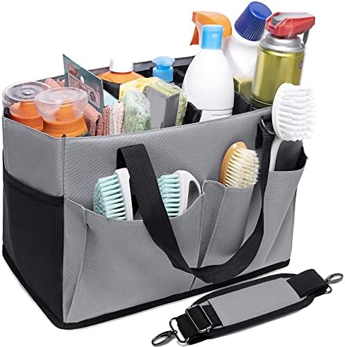Cleaning Caddy with Handle and Shoulder Strap Organizer for Cleaning Supplies by DERABY