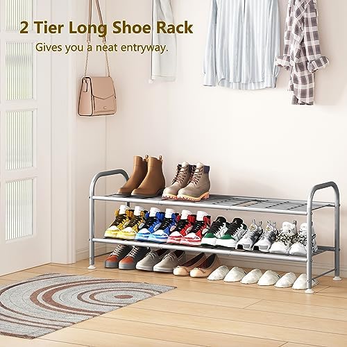 LINZINAR 2 Tier Long Shoe Rack for Closet Metal Shoe Organizer for Entryway - Image 3