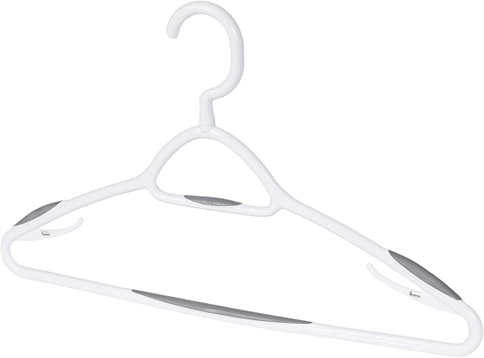 Set of 5 Deluxe Non Slip Hangers by Neatfreak! - Space Saving Hangers for Clothes, Pants, Jackets and Shirt 60 Pack,White/Grey - Image 4