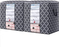Storage Bags 2 Pack 100L Clothes Organization and Storage Containers | Large Blanket for Comforters,Bedding, Foldable Organizer with Reinforced Handle, Clear Window, Sturdy Zippers, Grey by WiseLife
