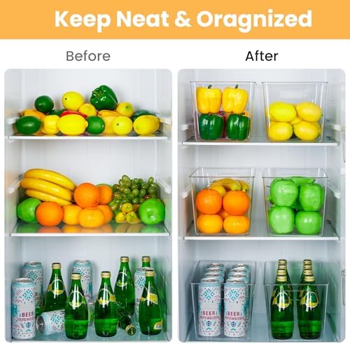 YIHONG 8 Pack Clear Storage Bins, Pantry Organizer Bins with Handle, XL - Image 6