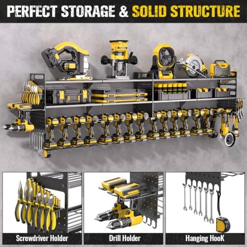 2 Pack Power Tool Organizer Wall Mount, 3-Layer,18 Drill Holders - Image 5
