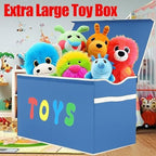YOLOXO Toy Box Chest, Collapsible Sturdy Storage Bins with Lids, Extra Large Kids Toy Storage Organizer Boxes Bins Baskets for Kids, Boys, Girls, Nursery Room, Playroom, Closet (Classical Blue) - Image 4