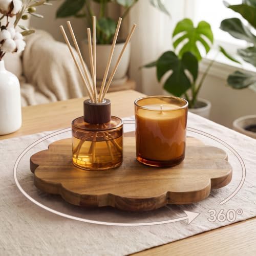 Maxdot 10 Inch Acacia Wood Lazy Susan Turntable Organizer, Classic - Image 4