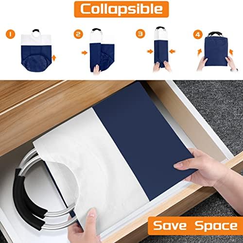 BlissTotes 115L Laundry Basket, Freestanding Collapsible Hamper, Blue - Image 6