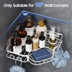 Corner Shower Caddy, Rustproof Shower Organizer with Soap Holder and 8 Hooks, No Drilling Adhesive Shower Shelves for Inside Shower, Large Capacity Shower Rack for Bathroom Shower Storage, White - Image 3