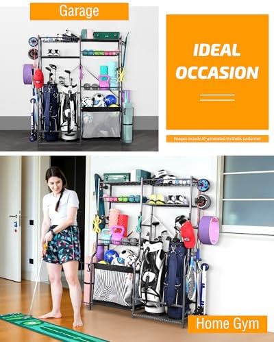 PLKOW Extra-Large Ball and Sports Equipment Storage Rack, Black - Image 5