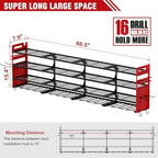 Large Power Tool Organizer Wall Mount, 16 Drill Holders Storage Rack, Red - Image 4