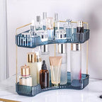 Corner Bathroom Counter Organizer Bathroom Countertop Shelf Makeup Organizer for Vanity Perfume Tray for Corner Storage (2 Tiers, Blue) by Weidace