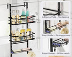 SWTYMIKI Over the Door Shower Caddy - 3 Tier Adjustable Shower Organizer Hanging with Soap Holder, No Drilling Stainless Steel Bathroom Rack Hanging for Body Wash, Shampoo, Soap, Razor, Black - Image 6