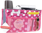 Vercord Purse Organizer Insert for Handbags Bag Organizers Inside Tote Pocketbook Women Nurse Nylon 13 Pockets Rose Dot Small - Image 2