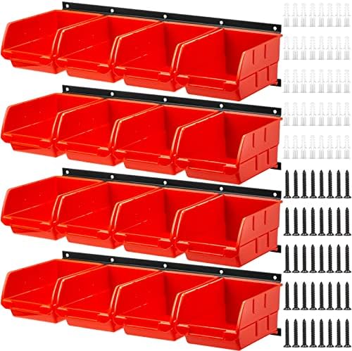 Maitys Wall Mounted Storage Bins Parts Plastic Hanging Stackable, Orange by Maitys