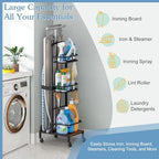 Ironing Board Hanger,Iron and Ironing Board Holder No Wall Mount,Laundry Room Organization and Storage Cart with Iron Stand,Narrow Laundry Shelves Organizer Cabinet,Laundry Room Essentials Accessories - Image 4