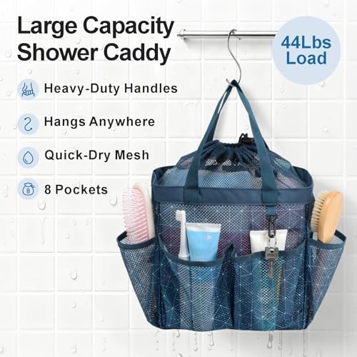 Mesh Shower Caddy Portable with Drawstring - 2-Handle Shower Bag for Dorm - Image 4