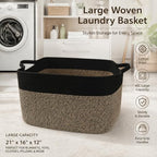 65L Laundry Basket with Handles, Woven Blanket Basket, Black/Jute - Image 5