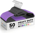 BAGAIL Plastic Hangers 50 Pack with Non-Slip Design,0.2 Inches Thick, 360°Swivel Hook Space Saving Organizer for Bedroom Closet,Shirts,Pants(Purple- S Shaped) by BAGAIL