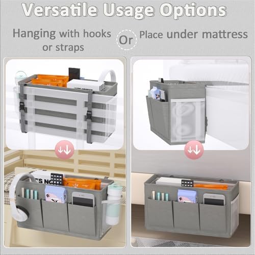 Bedside Caddy Storage Organizer for Bed Rails, Bed Caddy with 6 Pockets - Image 2