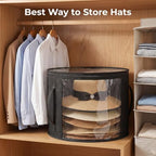 Bremorou Hat Boxes for Women Storage Clear Hat Storage Box Cowboy Hats Organizer for Travel and Wardrobe Holds Up to 7 Caps Wide Brims Hat Case with Carrying Handles (Black) - Image 6