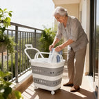 50L Collapsible Plastic Laundry Basket Hamper with Wheels, Foldable Laundry Basket with Handles, Pop Up Storage Container Organizer for Washing Storage - Image 4