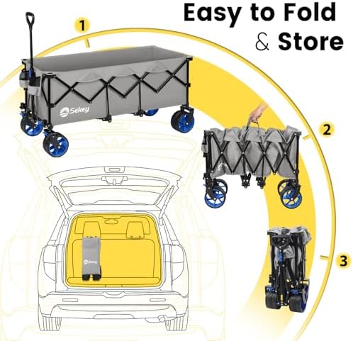 Sekey 300L Extended Collapsible Wagon, 660 lb Capacity, 48 in Long - Image 6