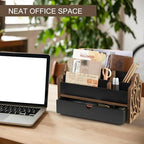 Desk Organizer with Drawer Wood File Office Mail Organizer Countertop - Image 5