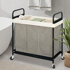 STO STO Laundry Hamper 3 Section, 120L Rolling Laundry Sorter Cart with Removable and Washable Liner Bag, Clothes Hamper with Wheels and Metal Handle for Laundry Room and Bedroom - Image 3