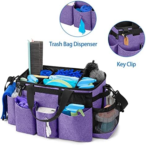 LoDrid Wearable Cleaning Caddy Bag with 4 Foldable Dividers, Purple - Image 4