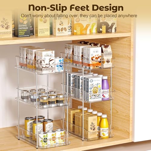 incostar 3 Tier Under Sink Organizer and Storage - Multi-Purpose Stackable Pantry Organizer with Pull-Out Clear Bins and Movable Dividers for Kitchen and Bathroom Cabinet - Image 4