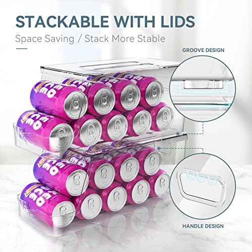theaoo Soda Can Dispenser for Refrigerator with Lids, Stackable, 2 Pack - Image 2