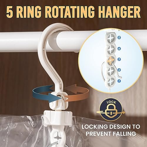 TAILI Hanging Vacuum Storage Bags Clothes, Coats, Jackets,6 Short with Pump - Image 4