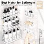 YASONIC Shower Caddy Adhesive, Rustproof Shower Organizer with Soap Holder, Large Capacity Shower Shelves for Inside Shower, No Drilling Bathroom Organizers and Storage for Home Decor（6 Pack White） - Image 2