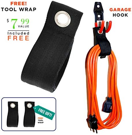 Garage Hooks, 12 Pack Wall Storage Hanger with 2 Extension Cord Straps, Heavy Duty Tool Holder for Utilities Organization, Wall Mount Rack for Garden Lawn Tools, Ladders, Bike, Ski (Orange) - Image 3