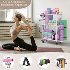 Multi-Functional Home Gym Storage Rack with Wheels and Hooks - Image 6