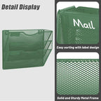 EASEPRES 3 Pocket Mesh Hanging Wall File Organizer, Wall Mounted Mail Paper Document Folder Holder, Clipboard Storage Organization Magazine Rack with Nametag Label for Office Home School, Dark Green - Image 3