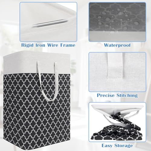 BlissTotes 3-Pack Laundry Basket, Collapsible Laundry Hamper, Black, 100L - Image 4