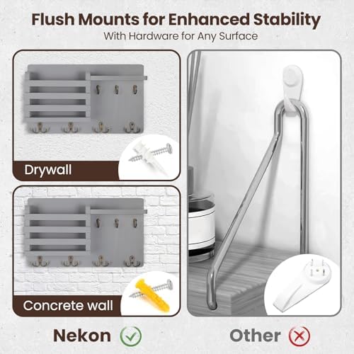 Nekon Mail Holder for Wall, 16.8 Inch Mail Organizer, Gray - Image 5