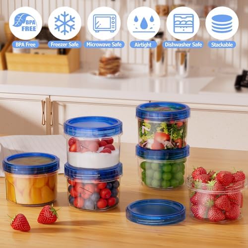 6 Pack-16 OZ Freezer Storage Containers, Small Plastic Containers with Twist Top Lids, Round Food Storage Containers, Reusable Soup Container Microwave/Dishwasher Safe - Image 2