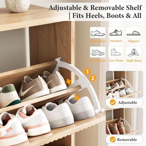 Nicetree Shoe Storage Cabinet for Entryway - Ultra Slim Shoe Cabinet with Tiered Fluted Design - Modern Shoe Organizer with Gold Legs, Hidden Shoe Rack for Small Spaces, Fits Men's Size 13.5 - Image 4