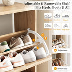 Nicetree Shoe Storage Cabinet for Entryway - Ultra Slim Shoe Cabinet with Tiered Fluted Design - Modern Shoe Organizer with Gold Legs, Hidden Shoe Rack for Small Spaces, Fits Men's Size 13.5 - Image 4