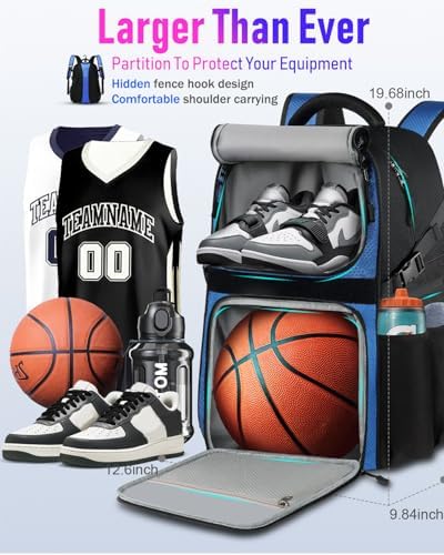 LOINTET Basketball Bag Backpack with Ball Holder Shoes Compartment, Large Basketball Accessories Sports Bag - Image 3