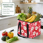 Trunk Organizer Collapsible Car Organizer with Handle Car Storage Box Bin for Groceries SUV Utility Tote Bag Portable Vehicle Container Leopard Print Daisy Red - Image 5